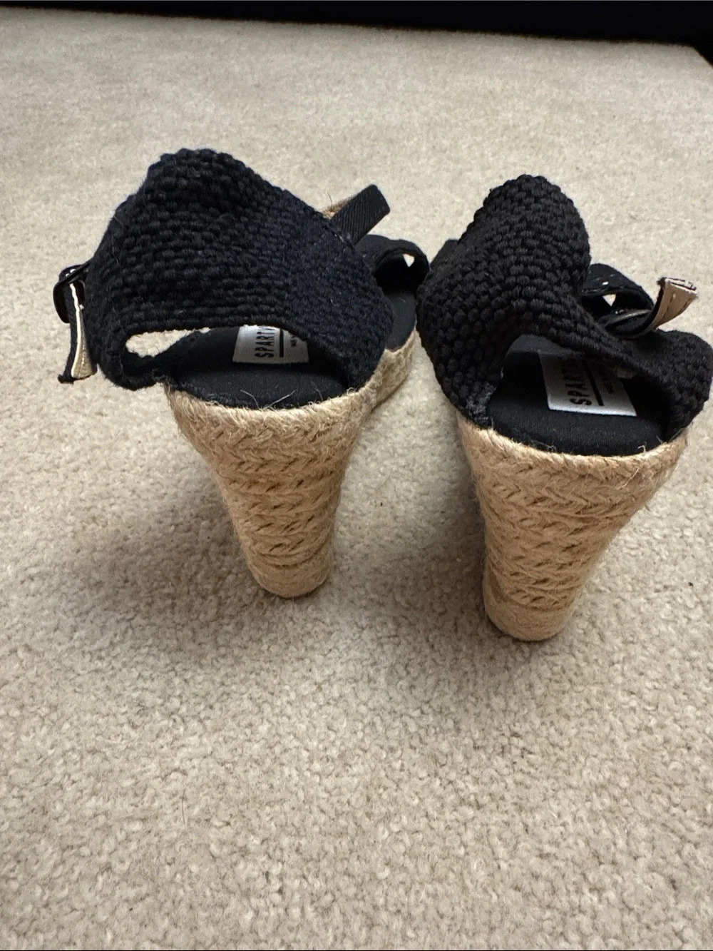 Black Lace Wedge Sandals with Ankle Strap